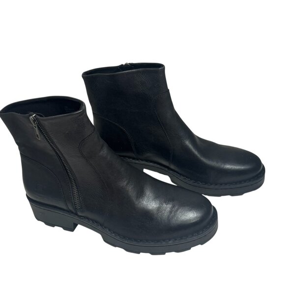 Born Women Tricia Black Leather Moto Biker Zip Ankle Boots size 10 NEW - Picture 3 of 6